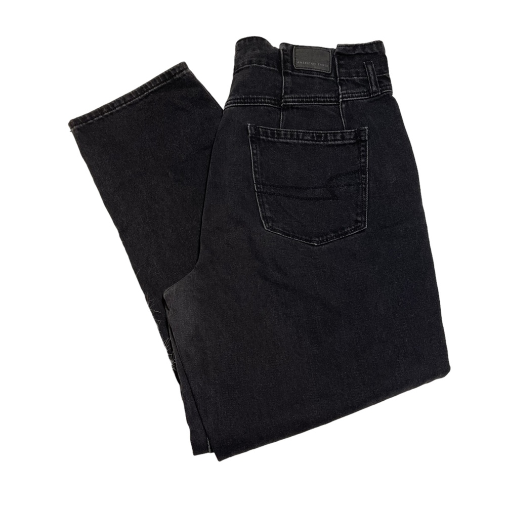 American Eagle Women’s Black Denim Paperbag High Rise Mom Jeans Size 12 - GUC